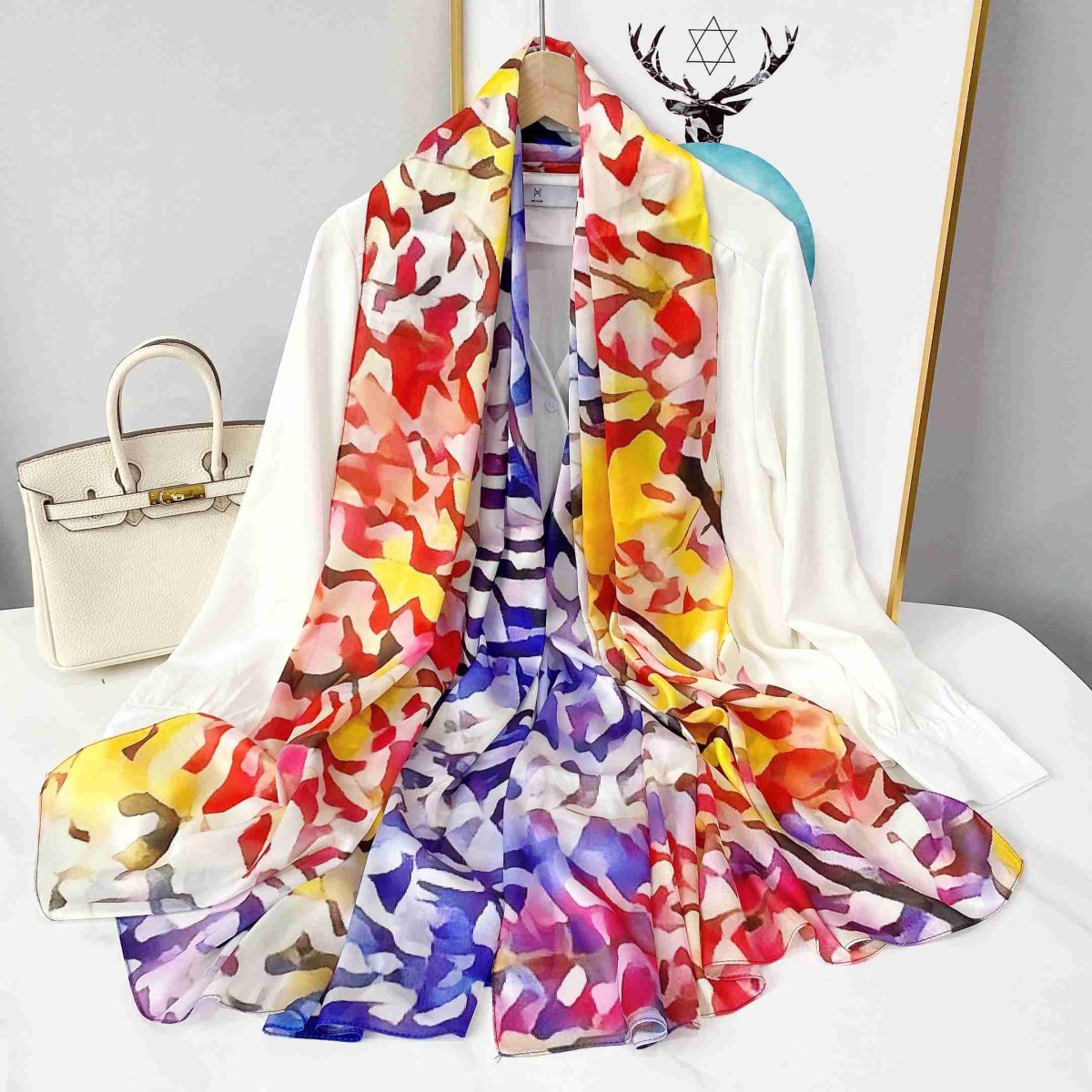 Lotus Printed Silk Scarf – HeadScarf.pk