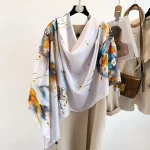 White Luxe Printed Silk Scarf 3 – HeadScarf.pk