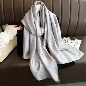 Silver Plain Satin Silk Shawl – HeadScarf.pk