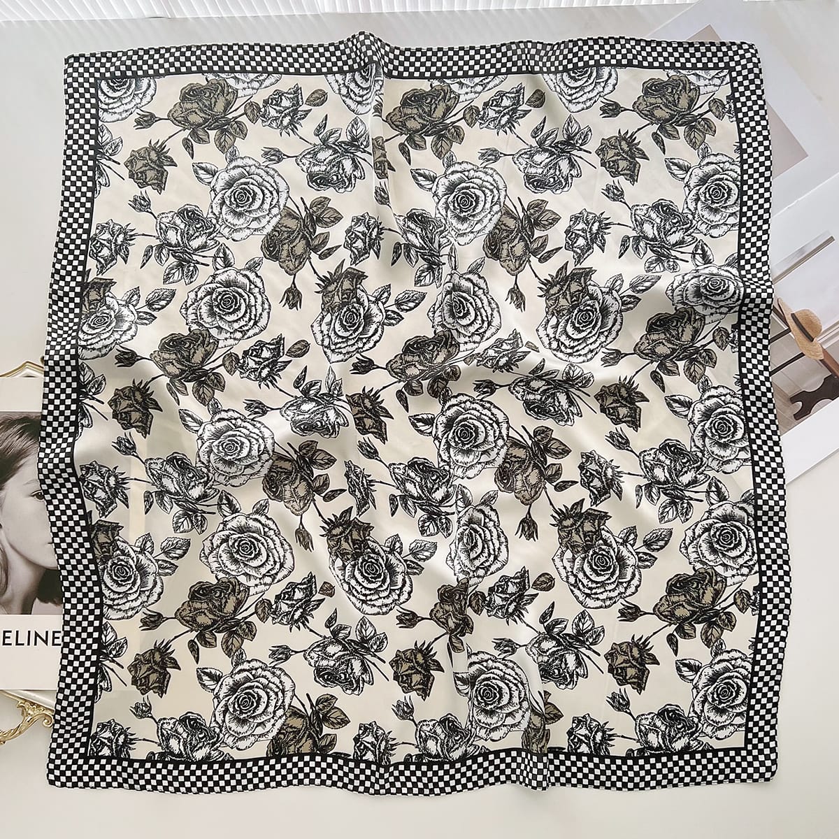 Black Luxe Satin Silk Neck Scarf – view 2