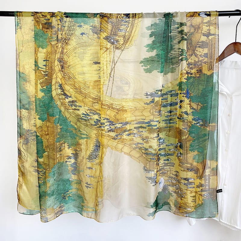 Medium Yellow Printed Chiffon Scarf – view 2