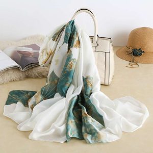 Green Printed Silk Scarf – HeadScarf.pk