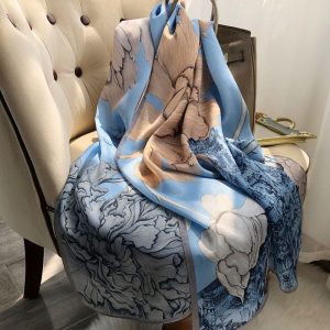 Moonstone Blue Printed Silk Scarf – HeadScarf.pk