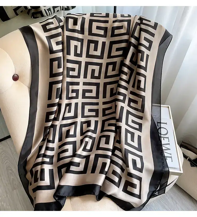 Black Prime Printed Silk Scarf 2 – view 2