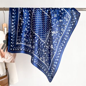 Blue Royal Satin Silk Neck Scarf 3 – HeadScarf.pk
