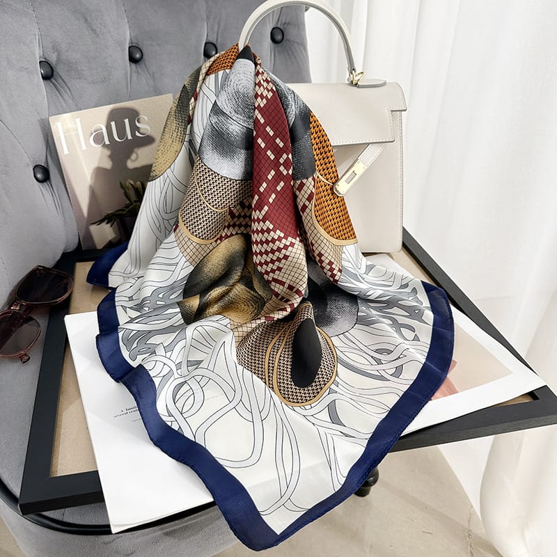 Blue Radiant Satin Silk Neck Scarf 2 – view 2