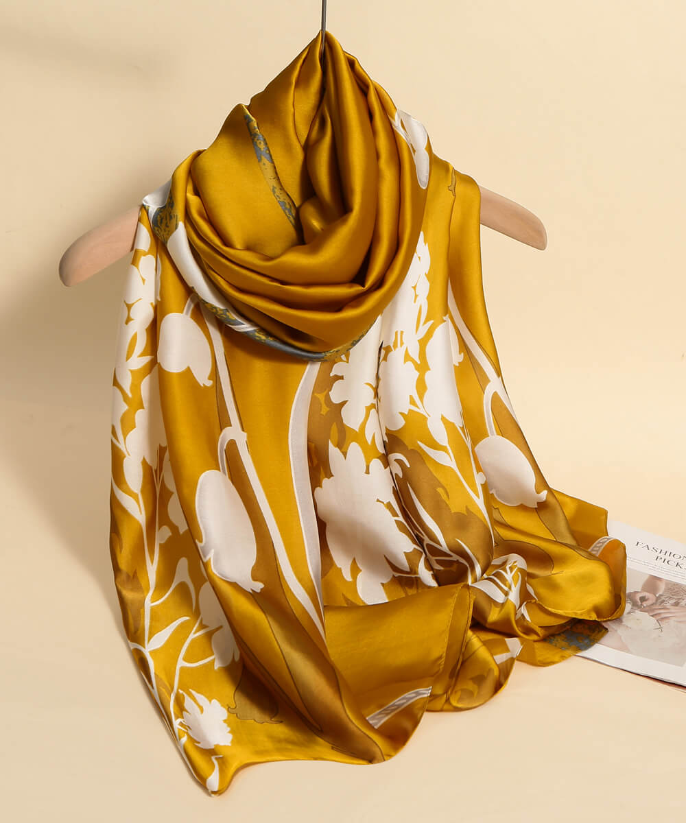 Gold Aura Printed Silk Scarf – view 2