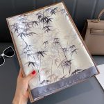Grey Classic Printed Silk Scarf 3 – view 3