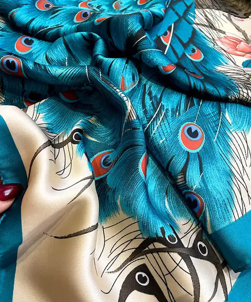 Blue Luxe Printed Silk Scarf – view 2