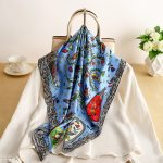 Cerulean Satin Silk Head Scarf – view 3