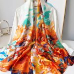 Orange Luxe Printed Silk Scarf – view 3