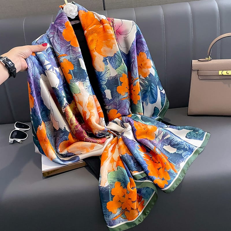 Blue Prime Printed Silk Scarf – view 2