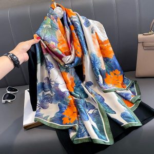 Blue Prime Printed Silk Scarf – HeadScarf.pk