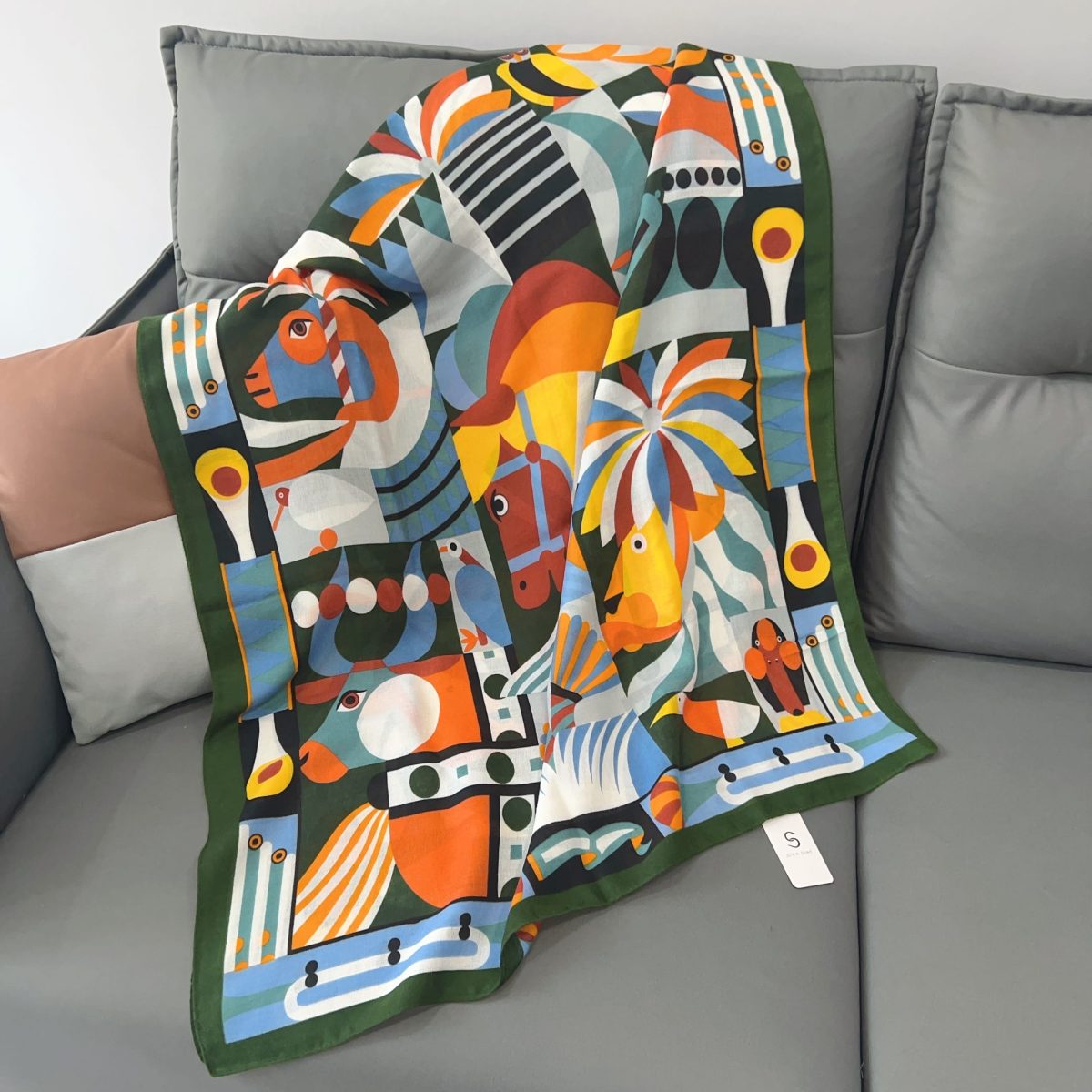 Parede Green Printed Cotton Scarf – view 2