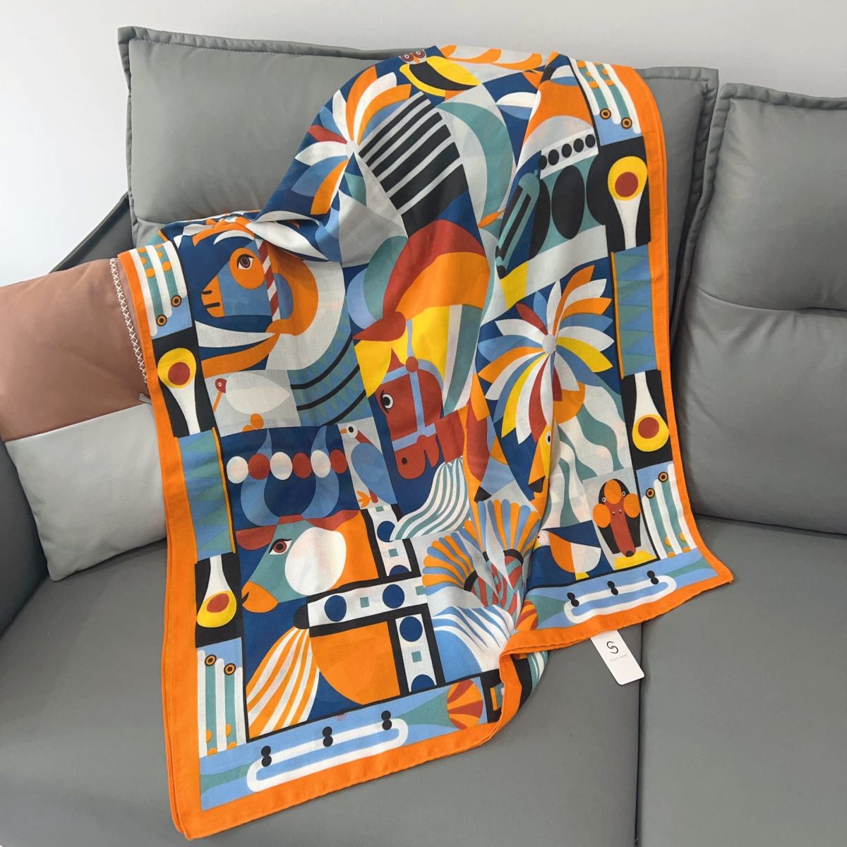 Parede Orange Printed Cotton Scarf – view 2