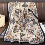 Peach Black Printed Silk Scarf – view 3