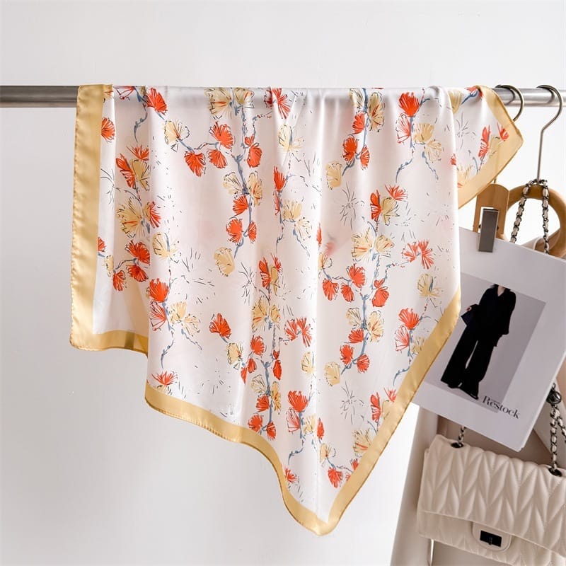 Peach Radiant Satin Silk Neck Scarf – view 2