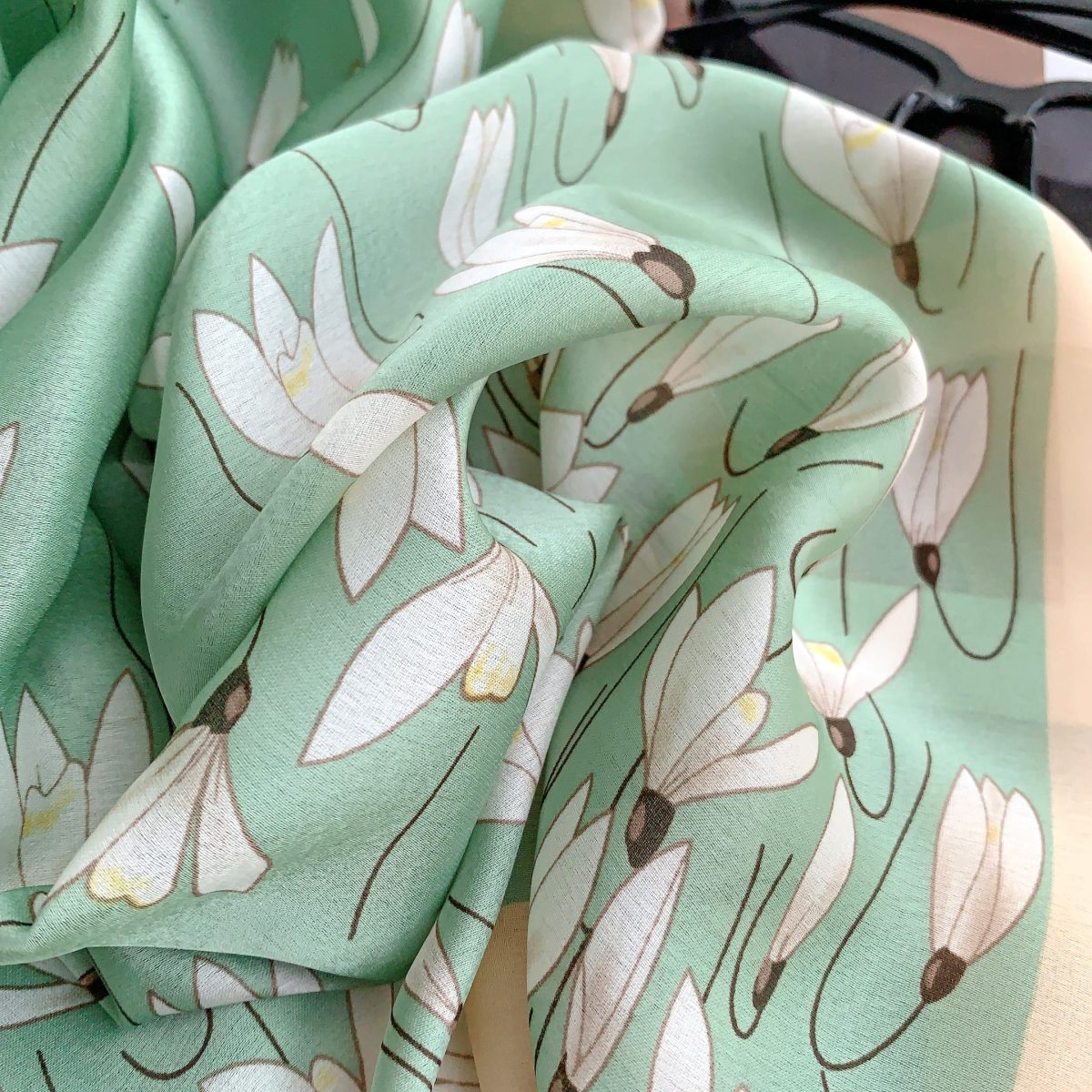 Green Elite Printed Silk Scarf 3 – view 3