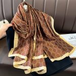 Brown Elegance Printed Silk Scarf – HeadScarf.pk