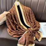 Brown Elegance Printed Silk Scarf – view 2