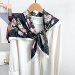 Black Mystique Satin Silk Head Scarf – view 3