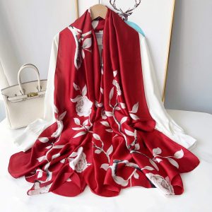 Red Aura Printed Silk Scarf – HeadScarf.pk