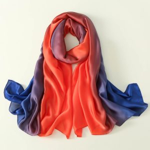 Orange Printed Silk Scarf – HeadScarf.pk