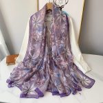 Purple Printed Chiffon Scarf – view 4