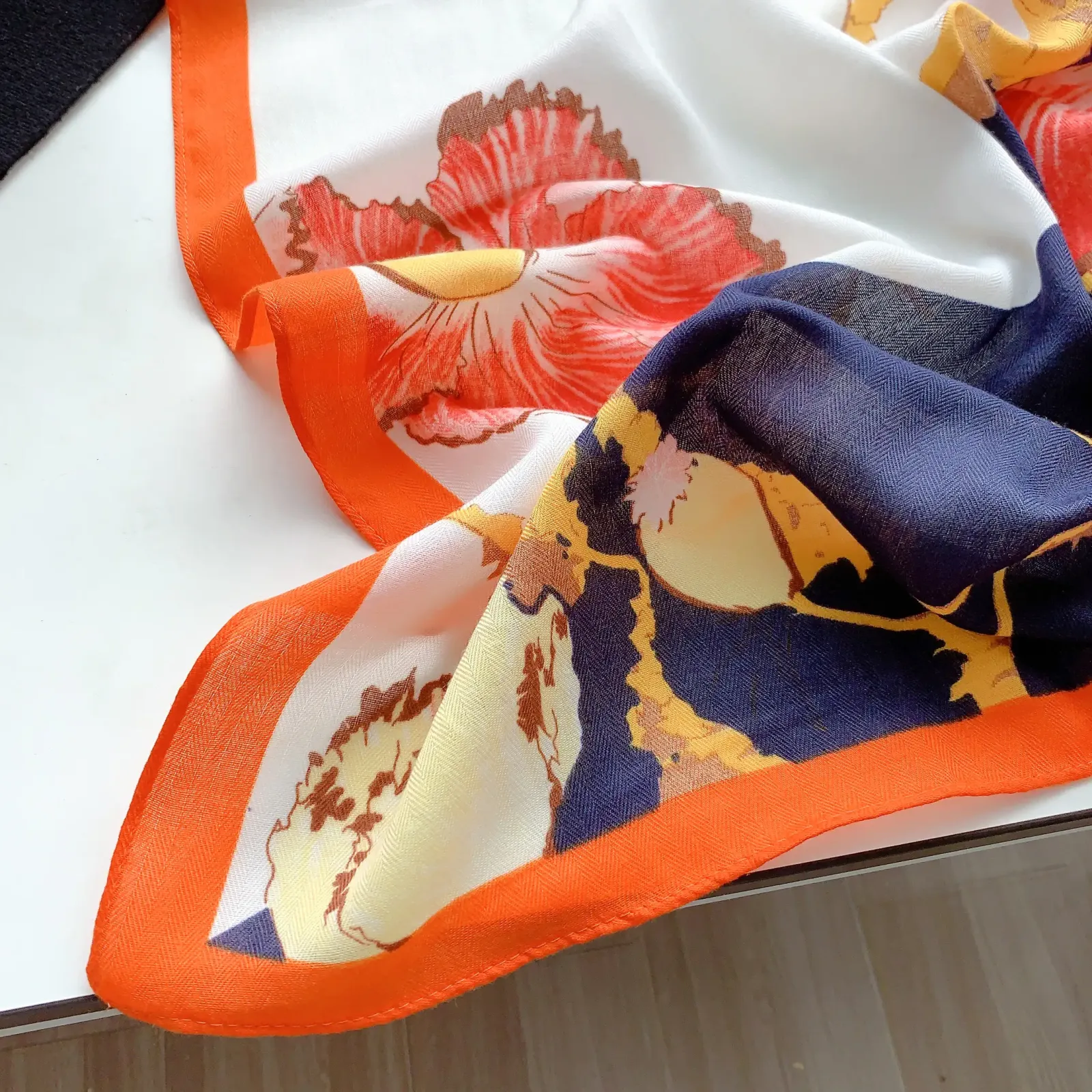 Orange Polyester Square Scarf – view 2
