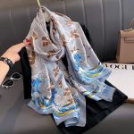 Grey Royal Printed Silk Scarf 2 – HeadScarf.pk