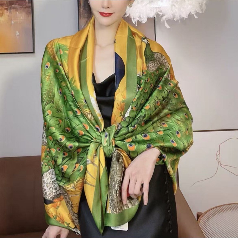 Raw Yellow Printed Silk Scarf – view 2