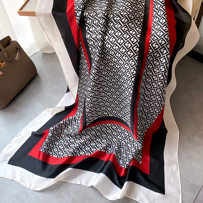 Black Classic Printed Silk Scarf 2 – view 2