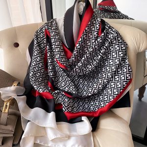 Black Classic Printed Silk Scarf 2 – HeadScarf.pk