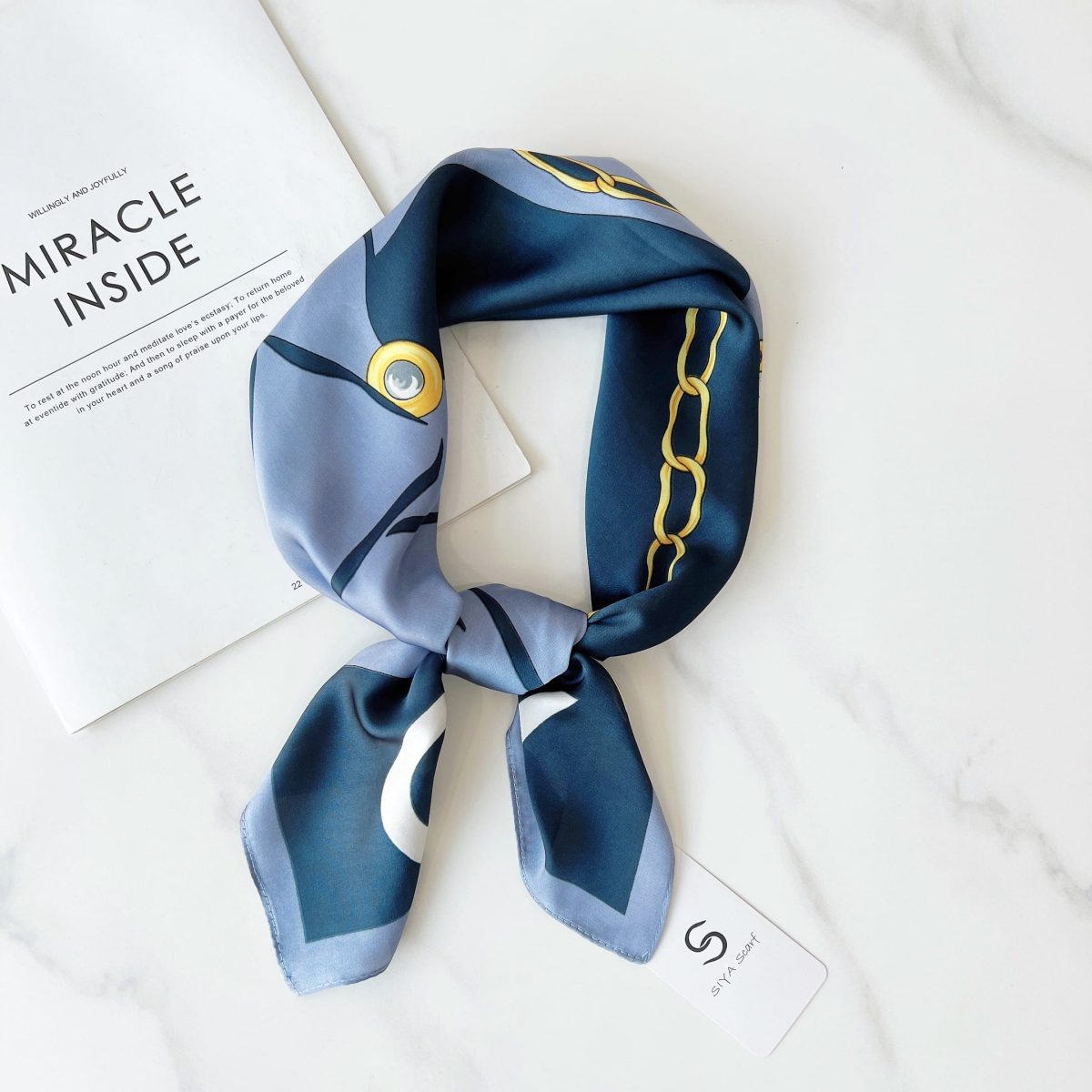 Blue Satin Silk Neck Scarf – HeadScarf.pk