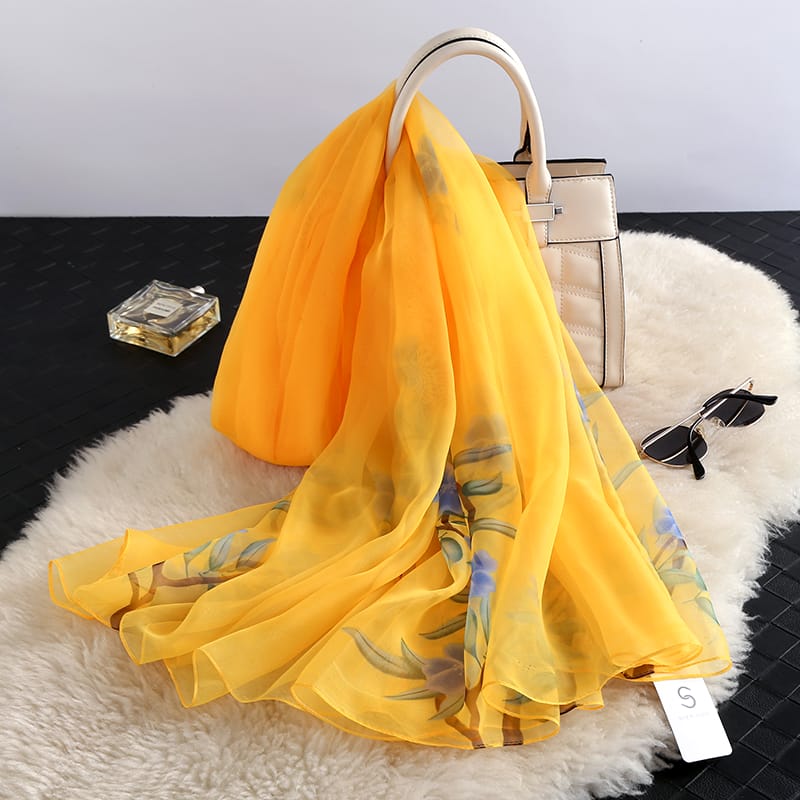 Yellow Printed Chiffon Scarf – view 2