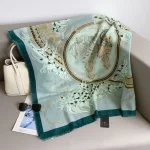 Rose Green Cotton-Feel Square Scarf – view 2