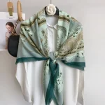 Rose Green Cotton-Feel Square Scarf – view 3