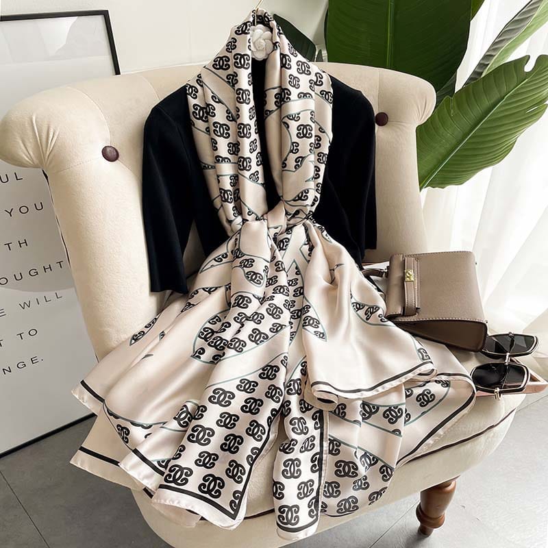 Rosy White Printed Silk Scarf – view 2