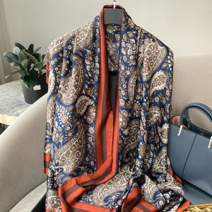 Royal Blue Printed Silk Scarf – HeadScarf.pk