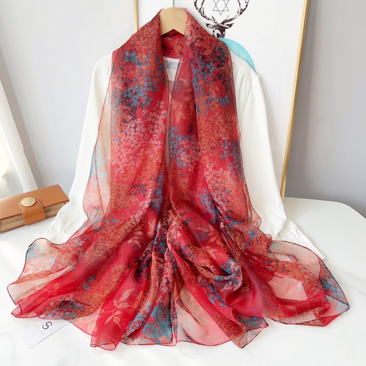 Red Chic Printed Chiffon Scarf – view 2