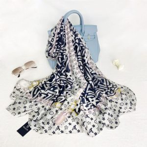 Blue Luxe Printed Silk Scarf 3 – HeadScarf.pk