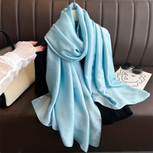 Grey Aura Plain Satin Silk Shawl – HeadScarf.pk
