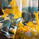 Satin Gold Printed Silk Scarf – view 4