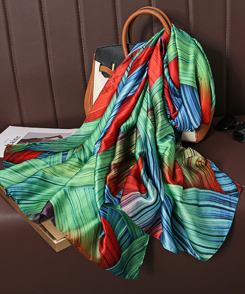 Green Prime Printed Silk Scarf – view 2