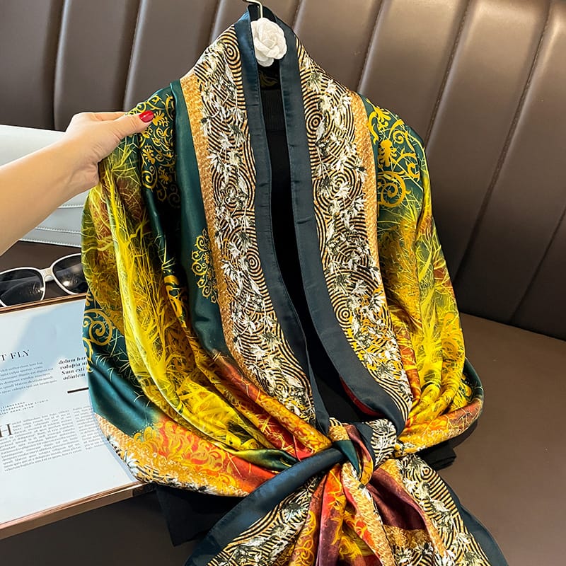 Green Elegance Printed Silk Scarf 2 – view 2