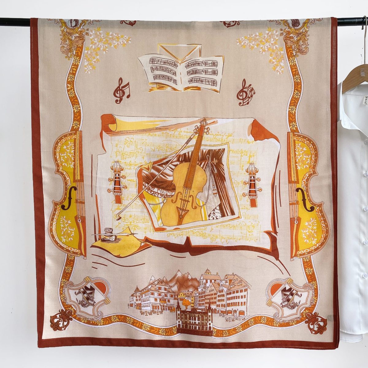 Taupe Printed Cotton Scarf – view 2