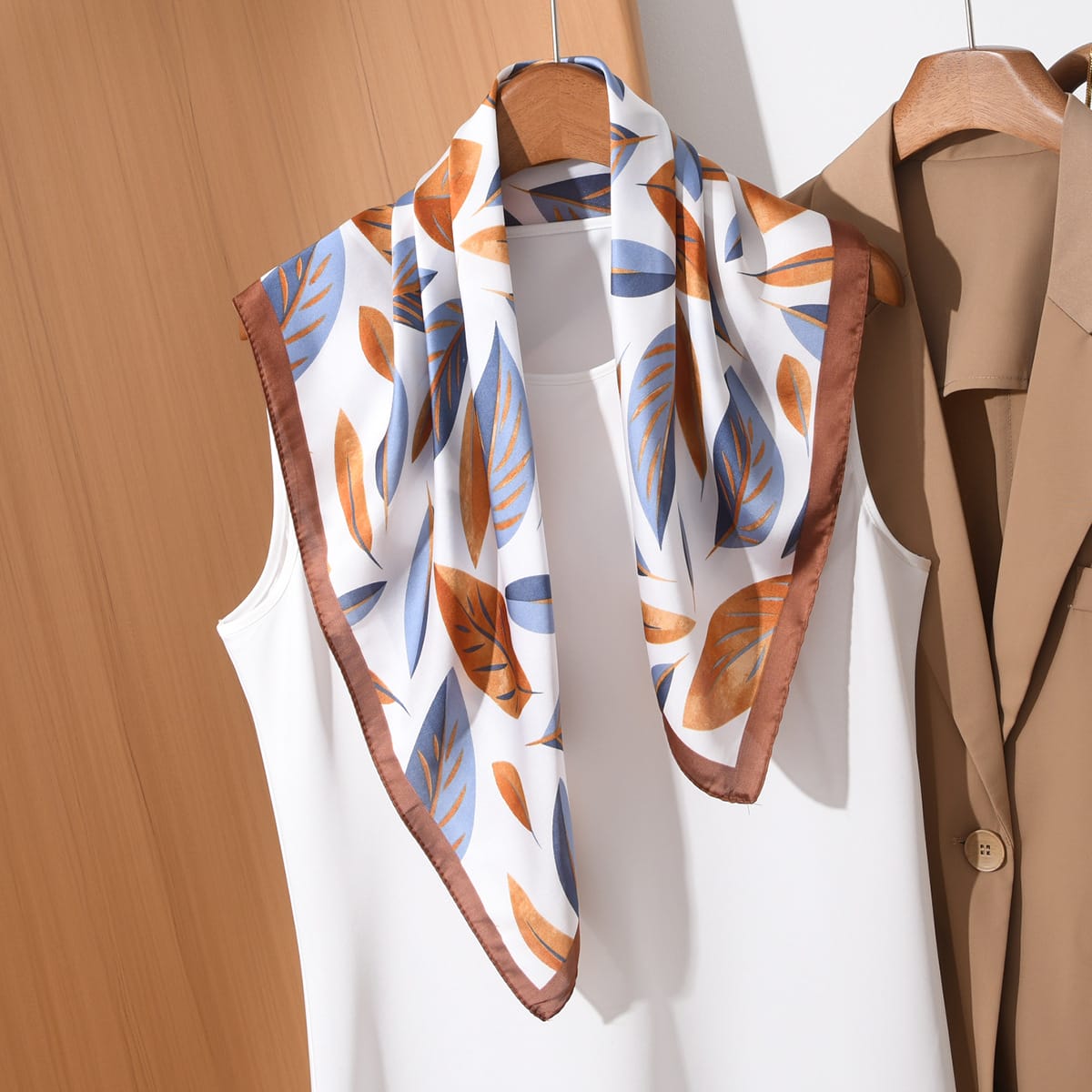 Brown Mystique Satin Silk Neck Scarf – view 2
