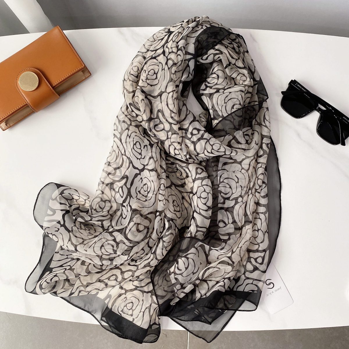 Grey Printed Chiffon Scarf – view 2