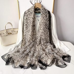 Grey Printed Chiffon Scarf – HeadScarf.pk