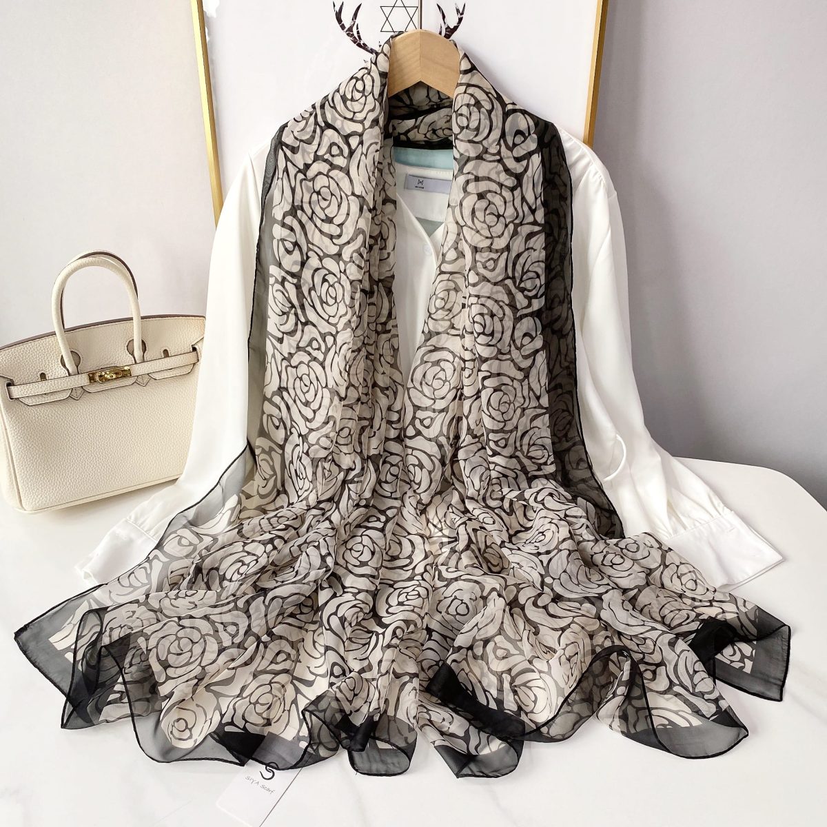 Grey Printed Chiffon Scarf – HeadScarf.pk
